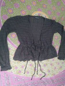 Chic Dark Grey Peplum Cardigan