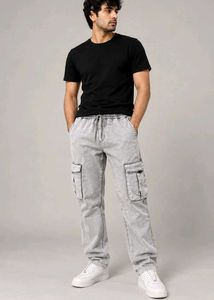 Zudio Men's Washed Cargo Jeans