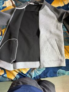Grey &amp; Black Bomber Jacket