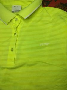 Neon Yellow Striped Polo Shirt
