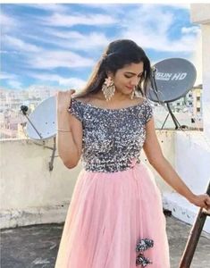 Sparkling Crop Top with Flowy Skirt