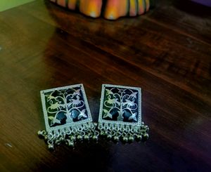 Oxidised Black &amp; silver Combination Earrings.