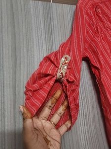 Red Apple Cut embellished Short Kurti