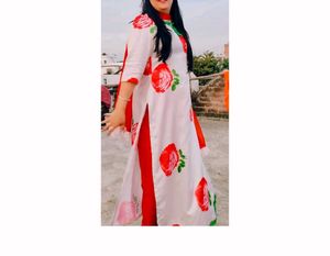 Elegant Rose Print Kurta (only)