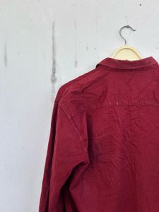 Maroon Long Sleeve Button-Up Shirt