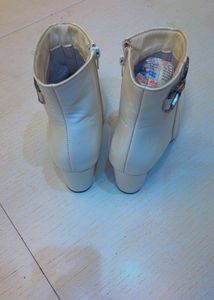 Cream Ankle Boots with Zipper