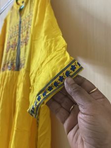 Vibrant Yellow Embroidered Kurta