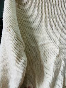 Cozy Cream Knit Sweater with Pink Accents