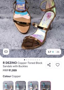 Chic Heeled Sandals with Holographic Detail