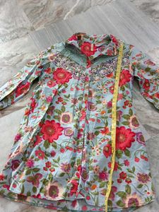 Light Blue Floral Print Kurta