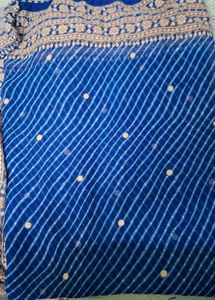 Beautiful Blue Saree with Silver Border