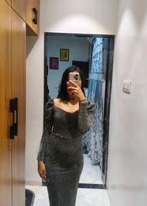 grey shimmer dress
