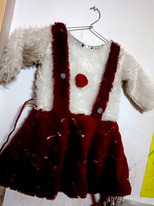 Maroon And White Frock For Winte