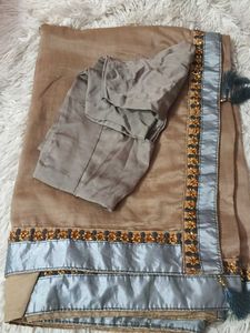 Elegant Beige Saree with Embellished Border