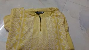 Yellow Printed Kurta