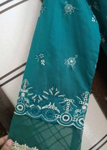 Binshan Teal Embroidered Kurta Set
