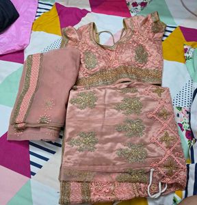 Pink Embroidered Lehenga Choli Set