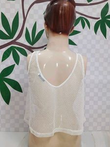 (429)White Mesh Tank Top