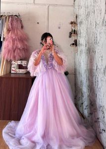 Lavender Tulle Prom Dress