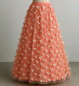 Peach Tulle Skirt with 🦋 Appliques