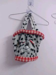 Cute Dalmation Print Plush Handbag,slightly used