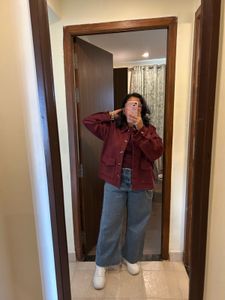 Maroon Suede Finish Jacket Coat