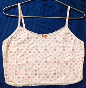 Floral Cami Top with Lace Trim
