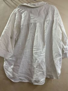 Chic White Crinkle Tunic Shirt