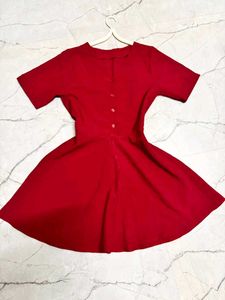 Vibrant Red Fit and Flare Dress