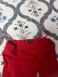 Red Ribbed Crop Top