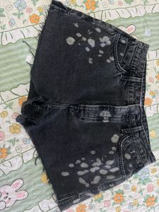 Black Distressed Denim Shorts