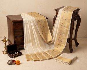 Elegant Cream Silk Saree with Gold Border