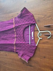 Purple Embroidered Kurti Top