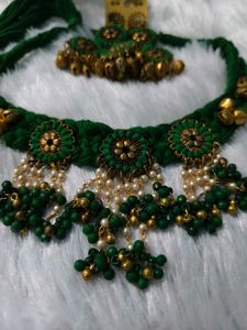Bohemian Green Choker Necklace Set