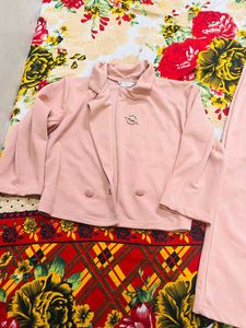 Chic Pink Double-Breasted Blazer co ord ser