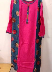 Stylish Pink and Blue Printed Kurta
