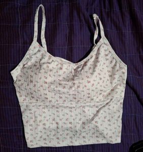 UNUSED Floral Print Ribbed Cami Top