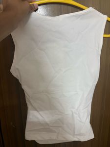 white Square Neck Structured Sleeveless Top