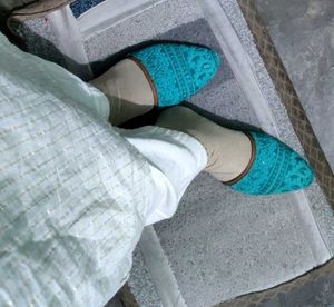 Teal Lace Mules