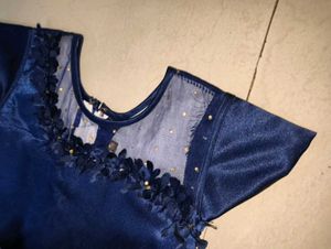 Elegant Navy Blue Pleated Dress