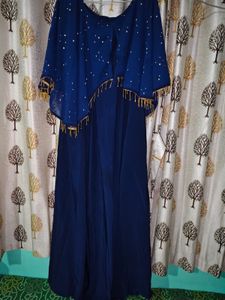 Elegant Navy Blue Embellished Gown