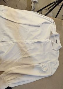 Shein White Textured Button-Up Shirt