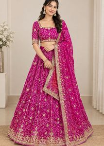Stunning Magenta Bandhani Lehenga Choli