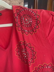 Red Tshirt with Embellishments