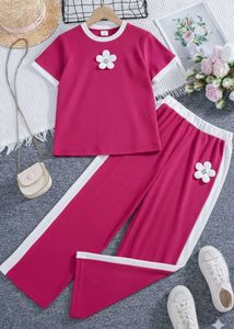Cute Pink Flower Detail Kids Outfit