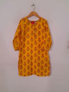 Gold Yellow Printed Kurta Set (Girl's)