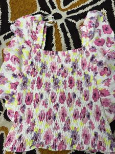 Floral Smocked Ruffle Sleeve Top