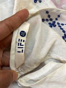 Embroidered White &amp; Blue Blouse
