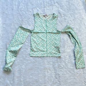 Cute Floral Cold Shoulder Top