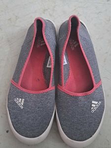 Adidas Grey & Pink Slip-On Flats